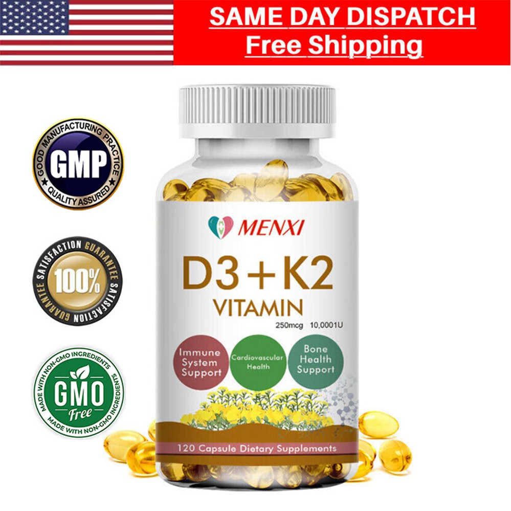 MENXI Vitamin K2 (MK7) with D3 10,000 IU Supplement,Immune Health & Bone Health