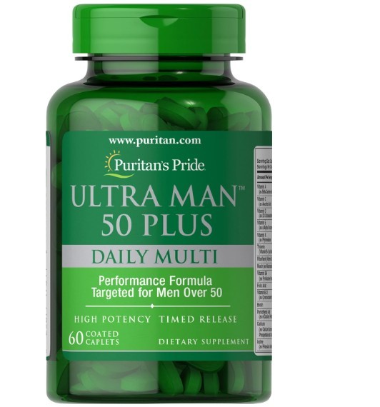 Puritan’s Pride High Potency Ultra Man 50 Plus Coated Caplets, 60 Count