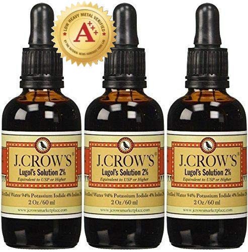 J.CROW’S Lugol’s Solution of Iodine 2% 2 oz Three Pack (3 Bottles)