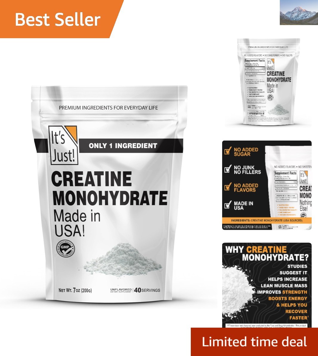 Ultra-Pure Creatine Monohydrate – 200g, Unflavored for Maximum Muscle Growth