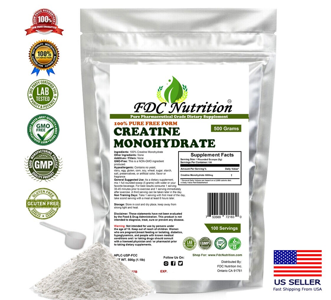 Pure Creatine Monohydrate 500g (18OZ) , Micronized  Powder 100 Servings