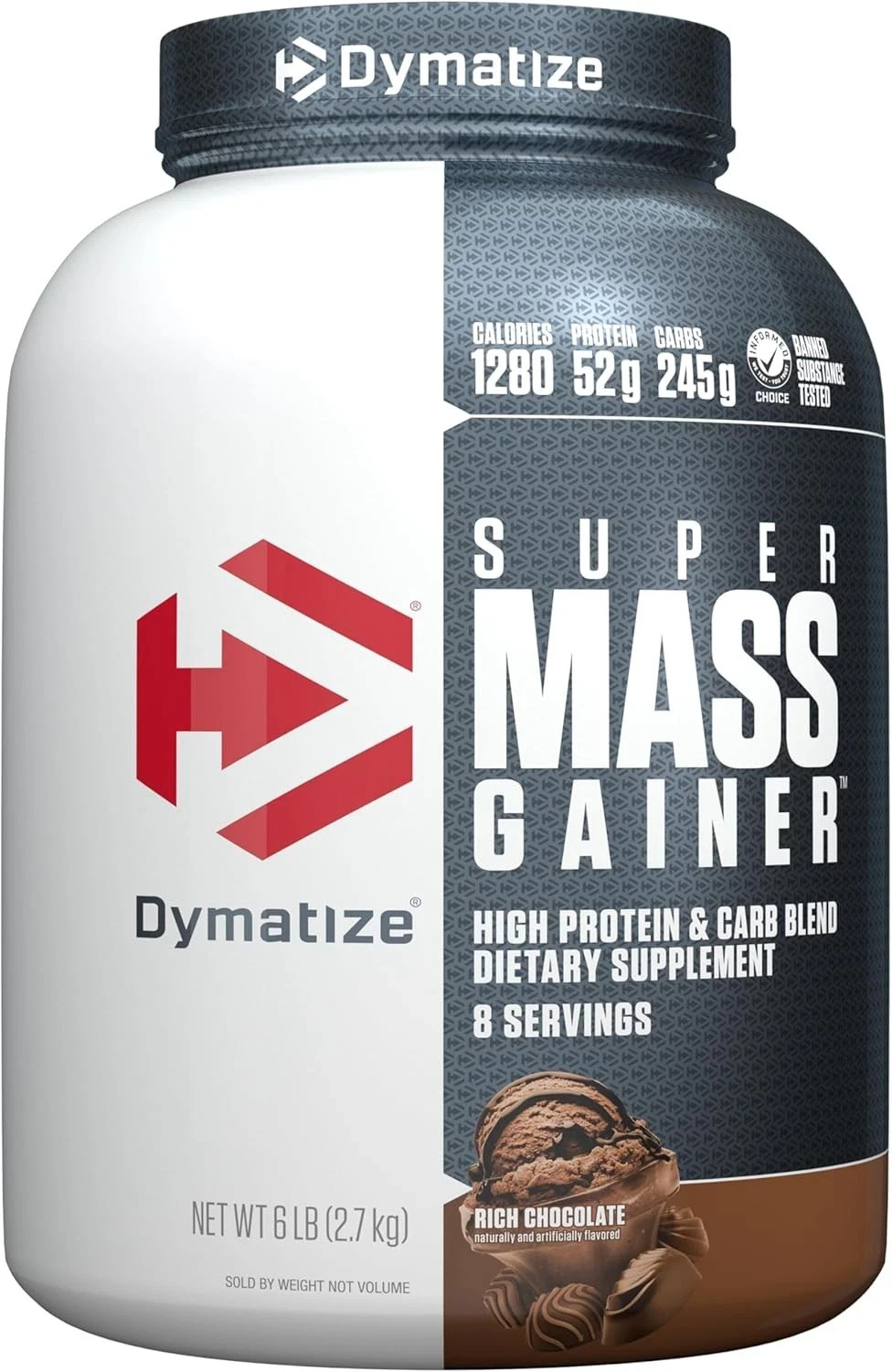 Dymatize Super Mass Gainer Protein Powder Rich Chocolate 52g Protein 6lb 02/26