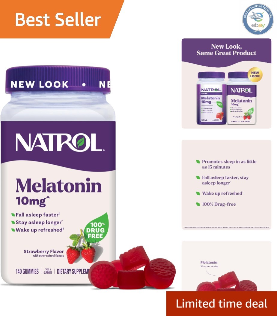 Natural Sleep Support Melatonin Gummies 10mg, 140 Strawberry Flavors for Adults