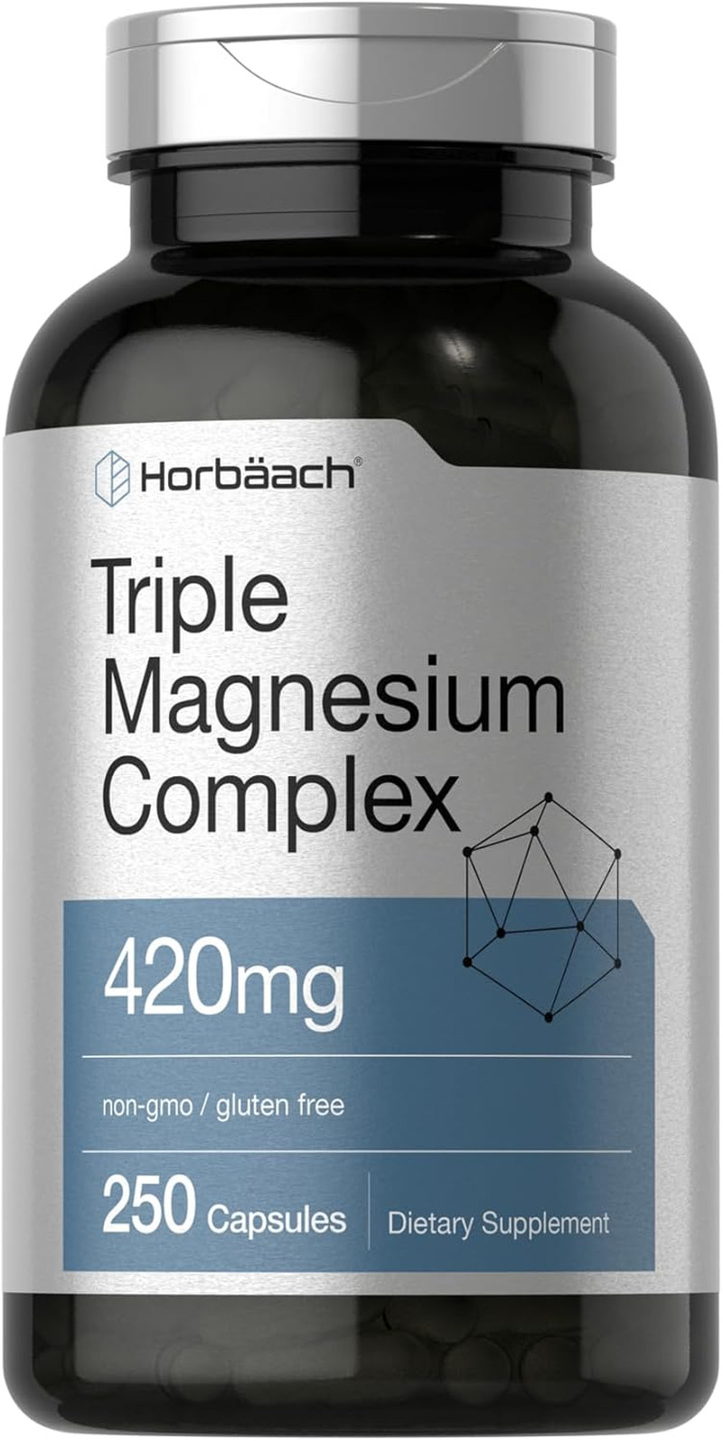 Triple Magnesium Complex | 420 Mg | 250 Capsules | Non-Gmo and Gluten Free Formu