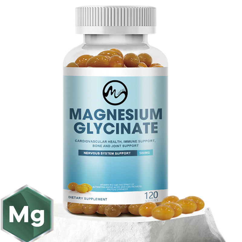 Magnesium Glycinate 500mg For Sleep, Stress Relief Support Bone 120 Capules