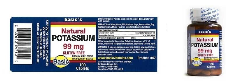 SM Basic’s Potassium Glucon Tab 99mg -100ct (3 Pack)