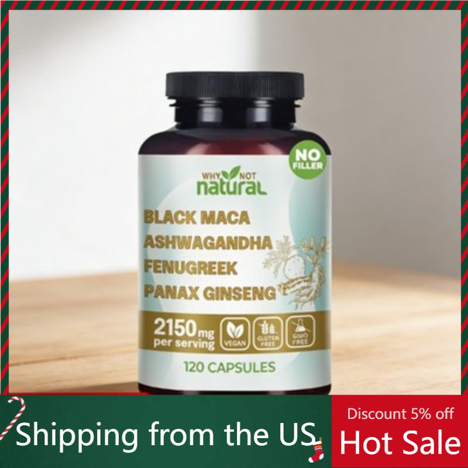 Why Not Natural 4-in-1 Organic Black Maca Root, Ashwagandha, Fenugreek