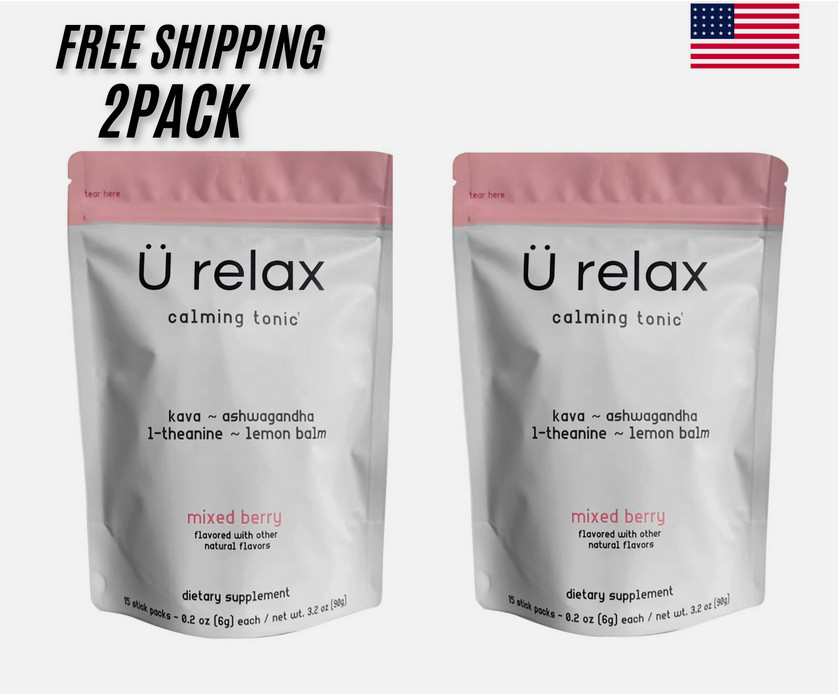 U Relax Calming Tonic- 15 Packets MIXED BERRY Flavor Relax Calming Drink 2 pack.