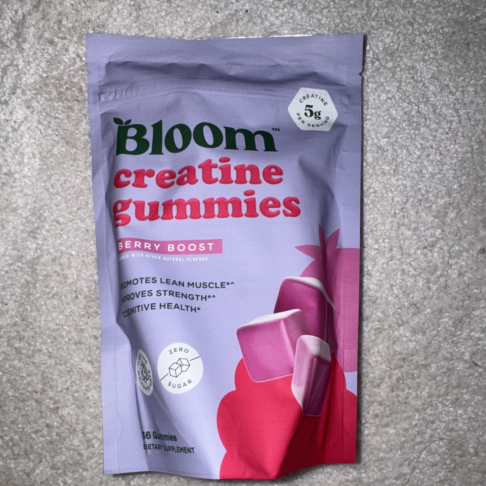 Bloom Nutrition Creatine 36 Gummies Berry Boost 5gram Per Serving Lean Muscle