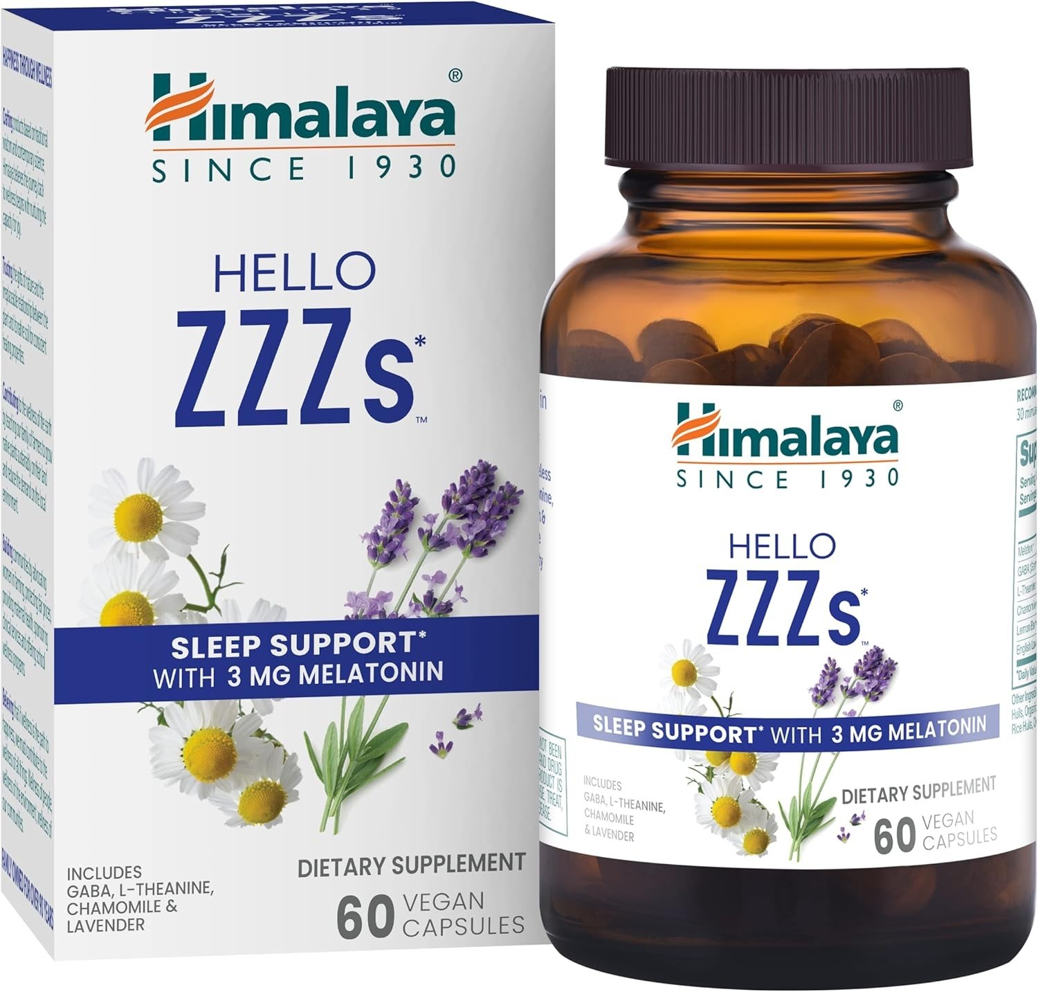 Himalaya Hello ZZZs Sleep Support with 3 mg Melatonin 60 ct capsules 60506999117