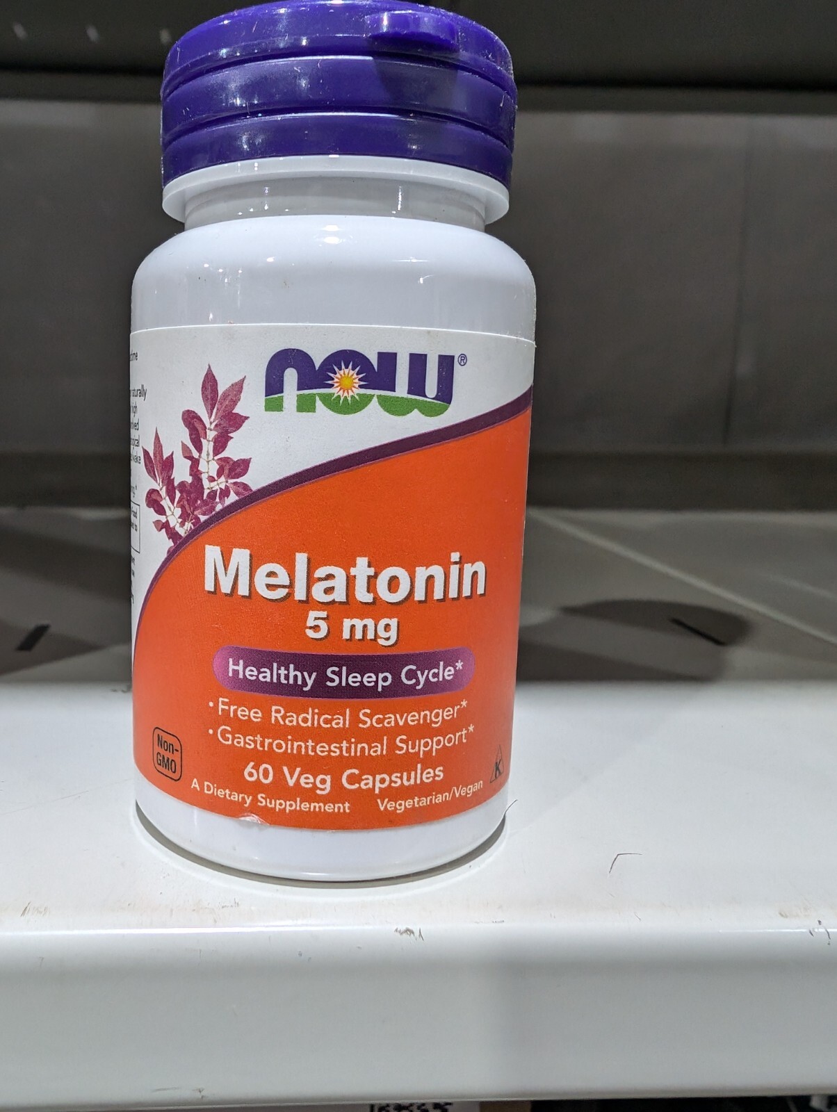 NOW FOODS Melatonin 5mg 60 Veg Caps Free Shipping Exp date 3/2026