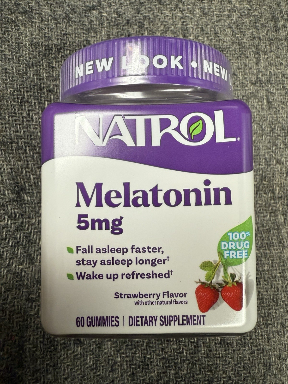 Natrol Melatonin Gummies 5 mg Sleep Support 60 Strawberry Flavor Adults Exp 4/27