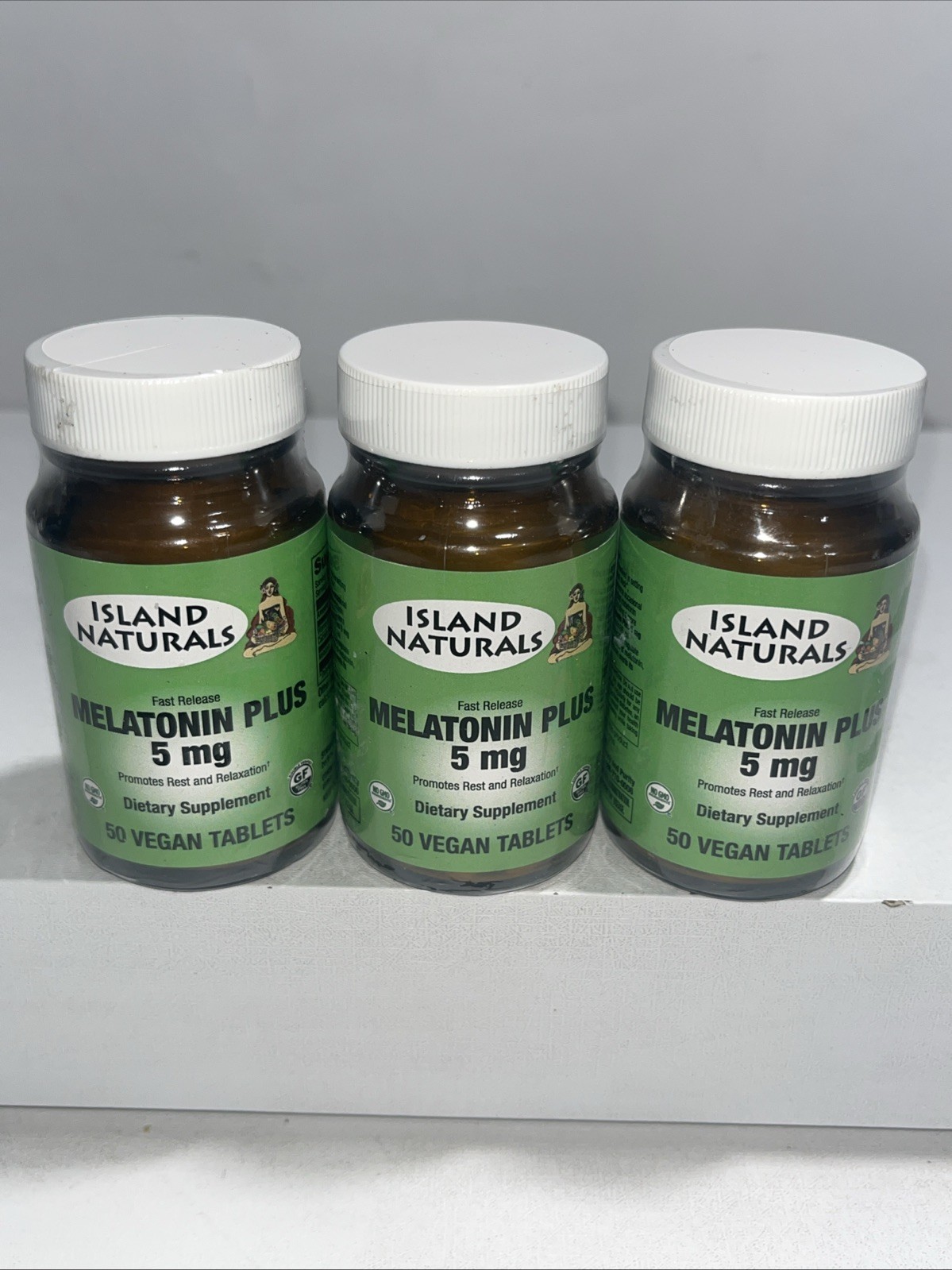 3 Sealed Island Naturals 5mg Melatonin Plus For Rest & Sleep 50 Tabs Each