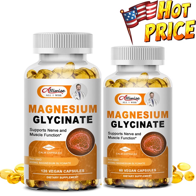Magnesium Glycinate Stress & Anxiety Relief,Suppoer Healthy Bones 60/120 Pcs