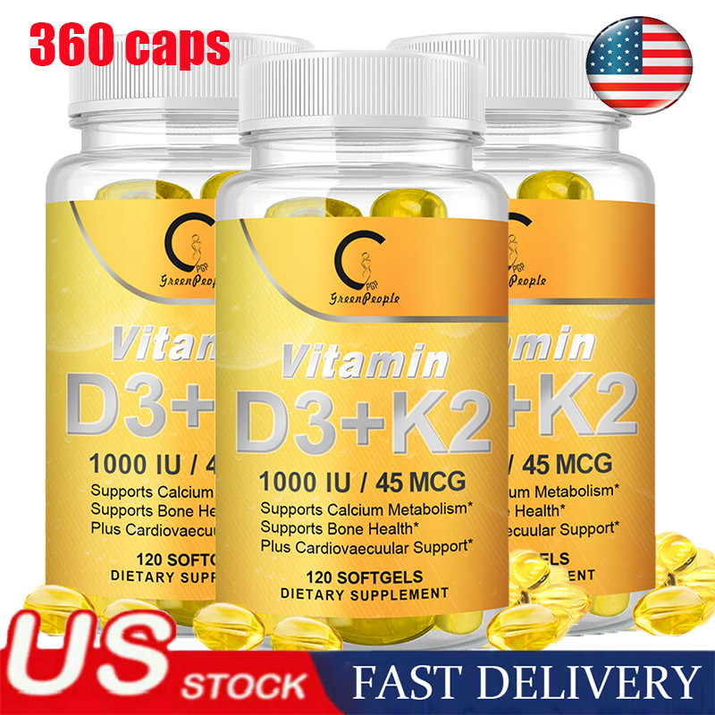 Vitamin D3+K2 240Capsules Extra Strength D3 K2 Supplements with 1000 IU/45 MCG