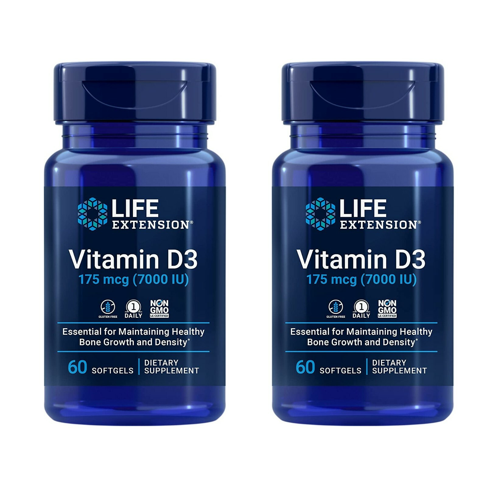 Life Extension Vitamin D3 175mcg (7000 IU) Supports Bone & Immune Health 60Sg 2p
