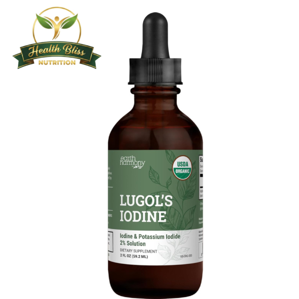 Earth Harmony Lugol’s Iodine 2% Solution 2 fl oz Dropper Bottle New