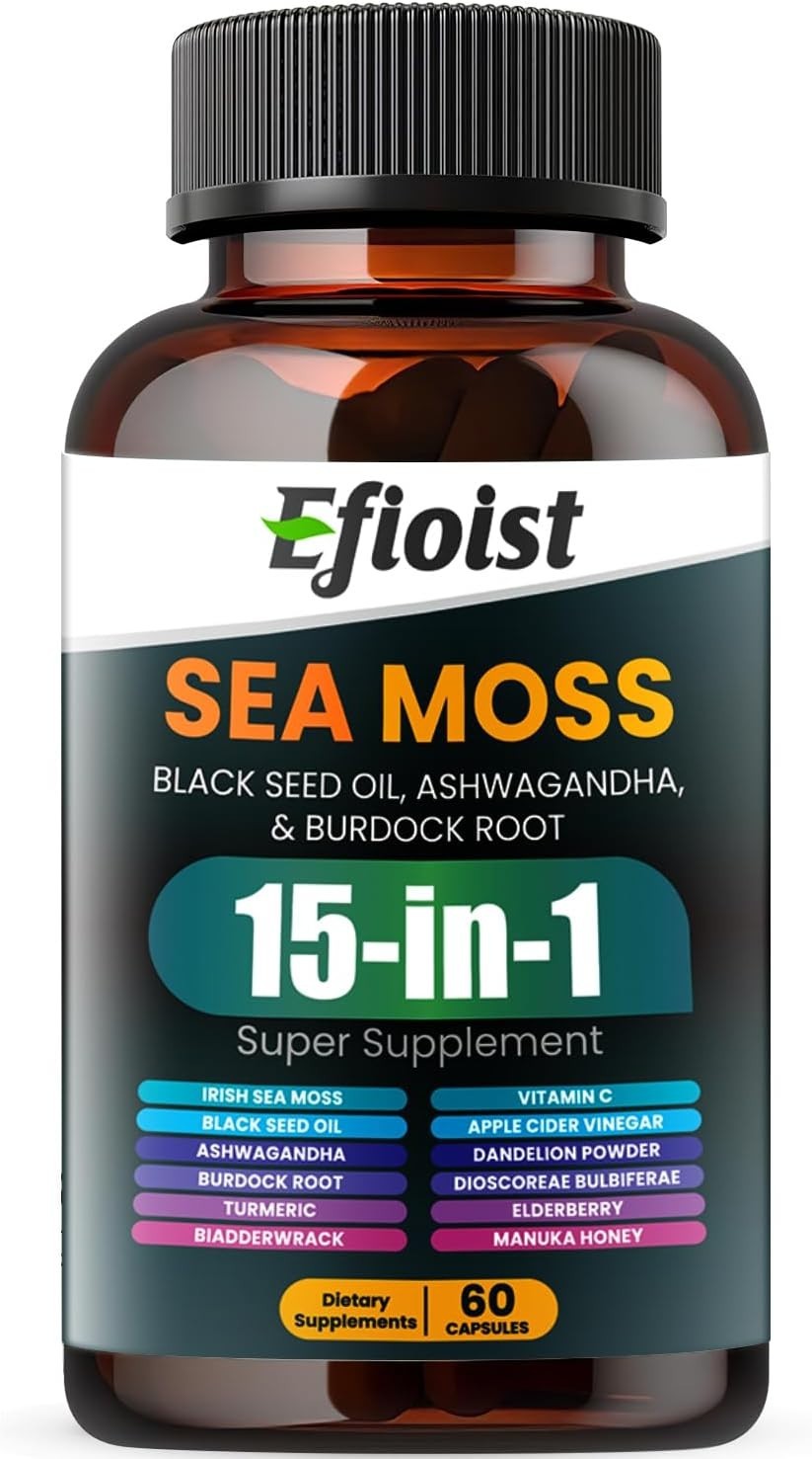 Efioist Sea Moss, Black Seed Oil & Ashwagandha – 60 Capsules
