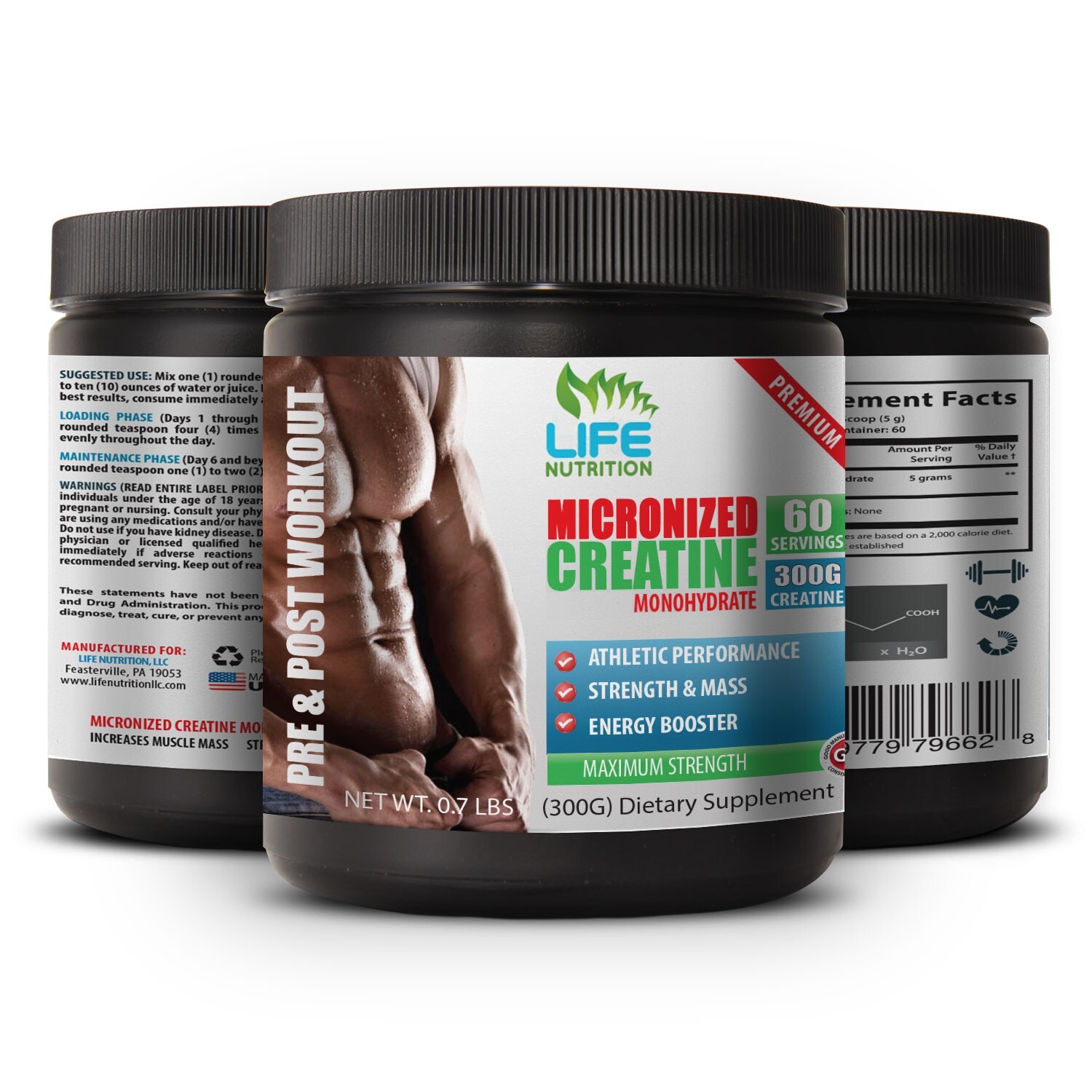 bodybuilding MICRONIZED CREATINE 300G 60 SERVINGS muscle growth 1 Can