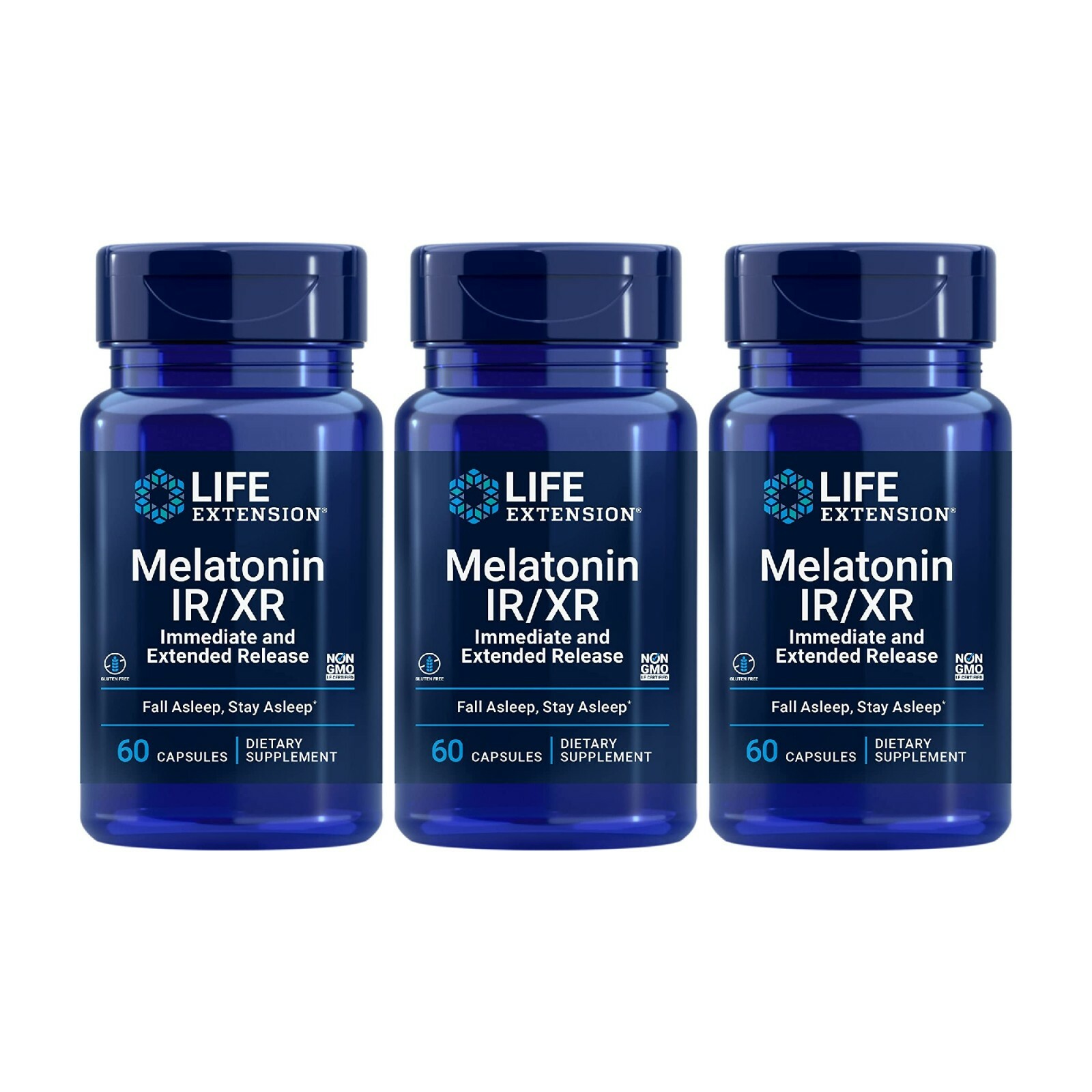 Life Extension Melatonin IR/XR Helps You Fall Asleep & Stay Asleep 60 Capsule