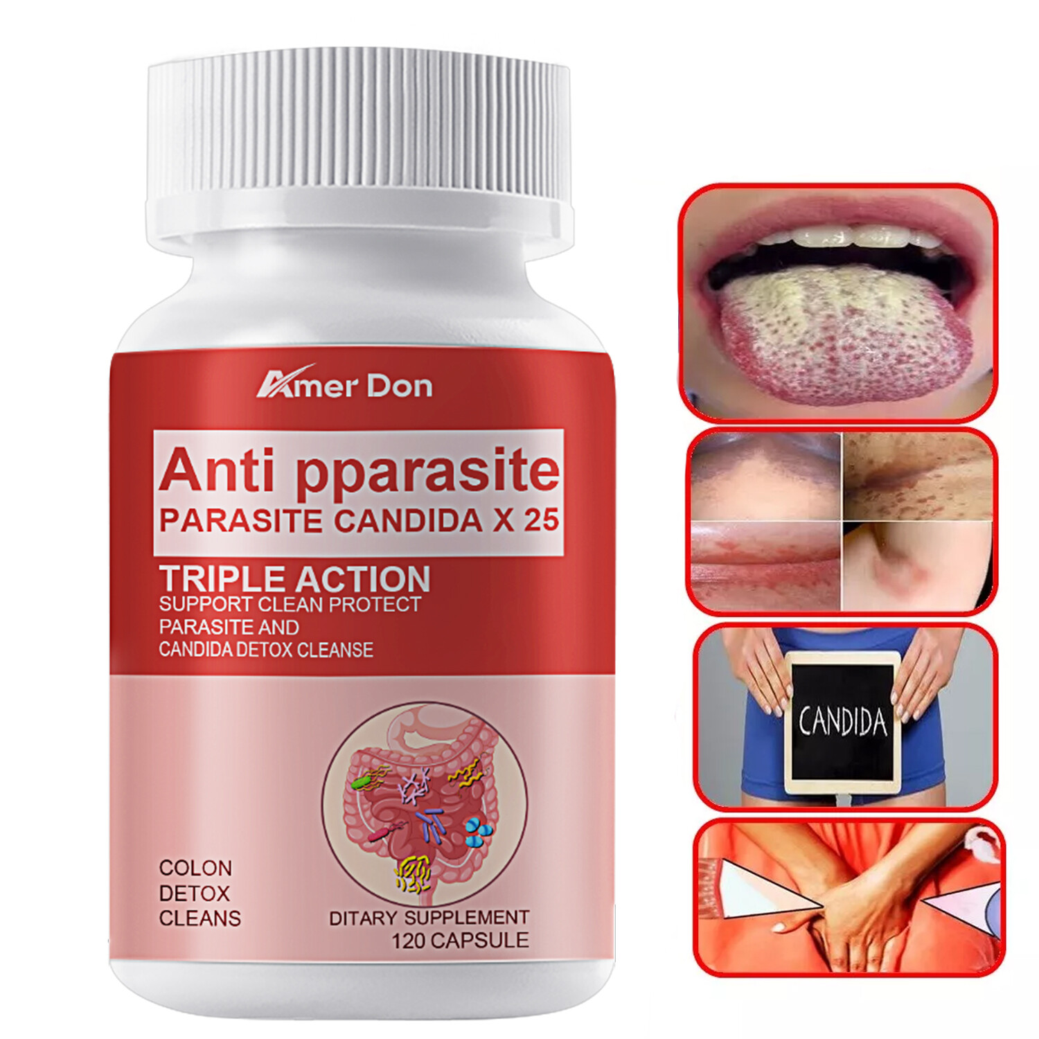 Candida Cleanse Albicans & Detox Yeast Support Complex with Enzymes 120 caps