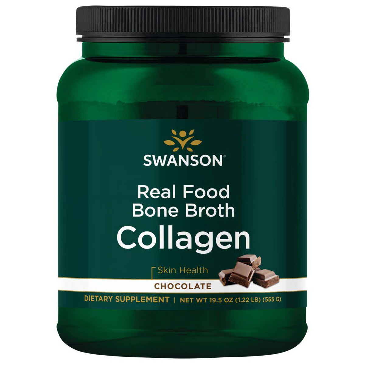 Swanson Real Food Bone Broth Collagen – Chocolate 19.5 oz Powder
