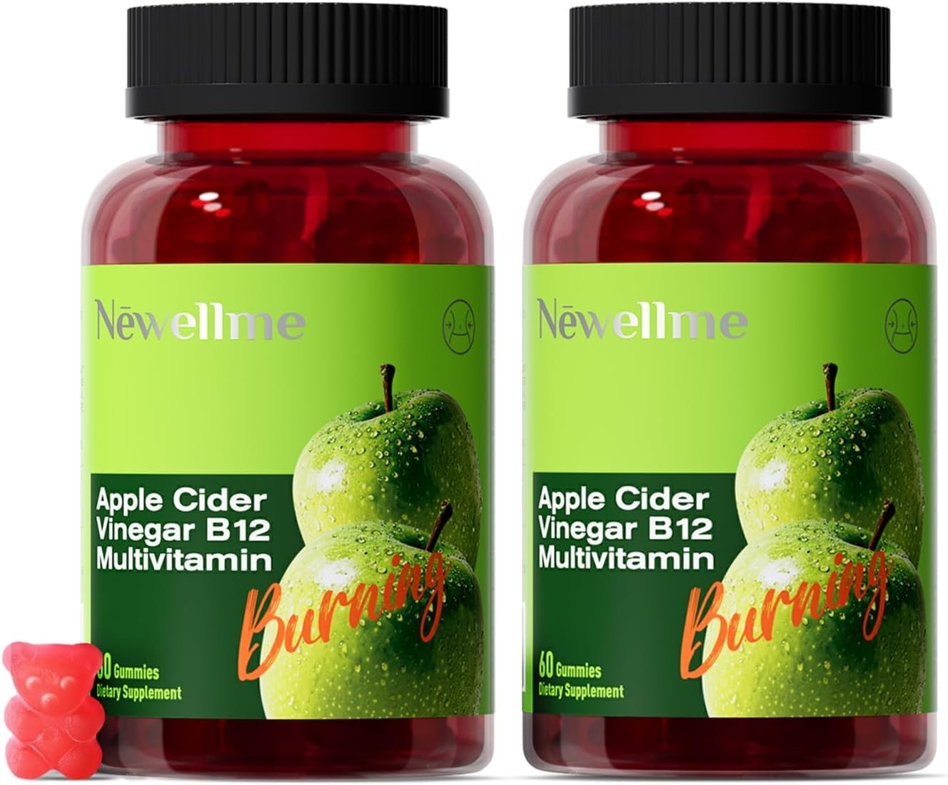NEWELLME ACV Gummies (The Mother + B12) | Sugar-Free & Vegan | 2-Pack//