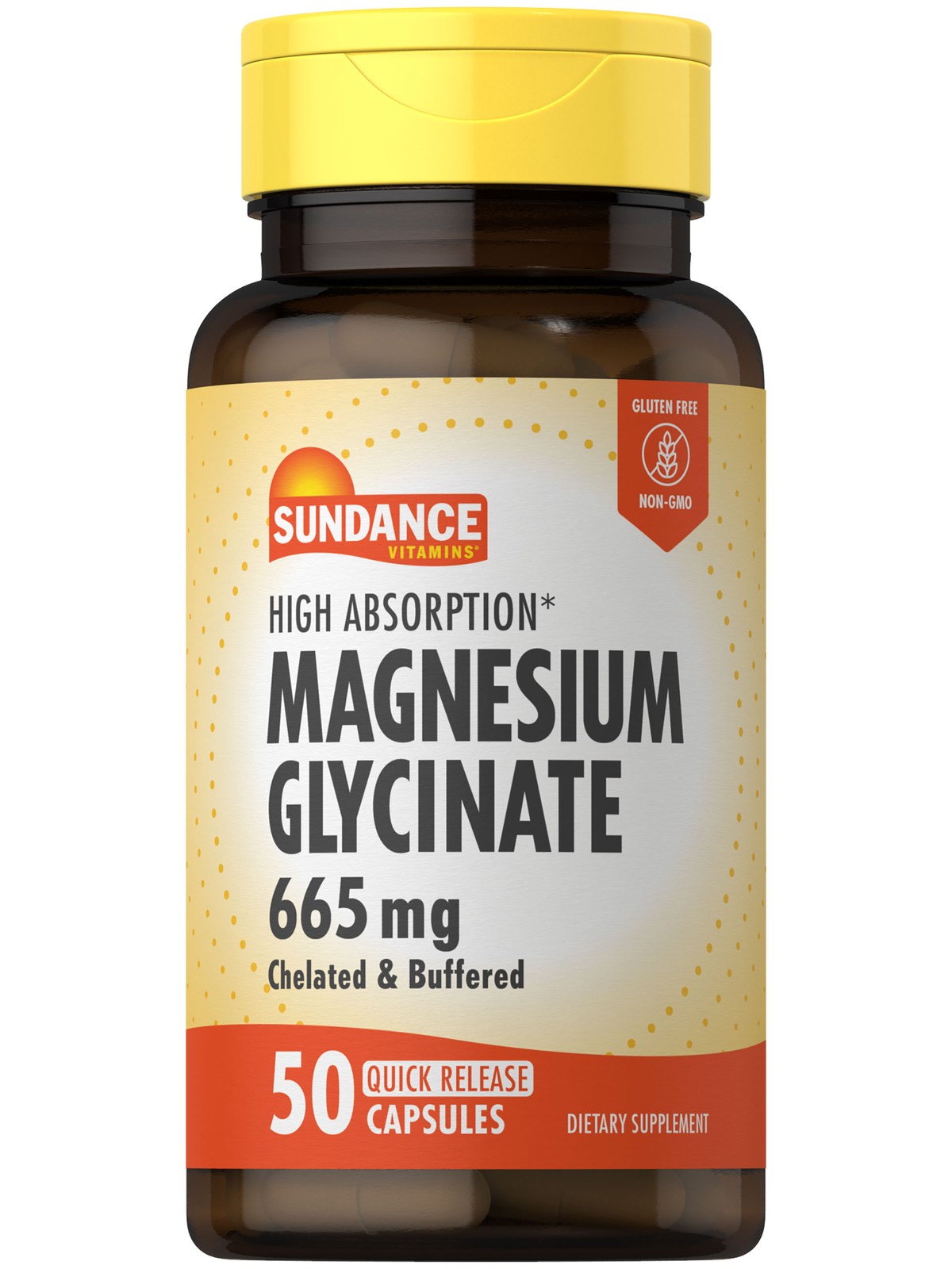 Magnesium Glycinate 665mg | 50 Capsules | High Absorption, Non-GMO | by Sundance