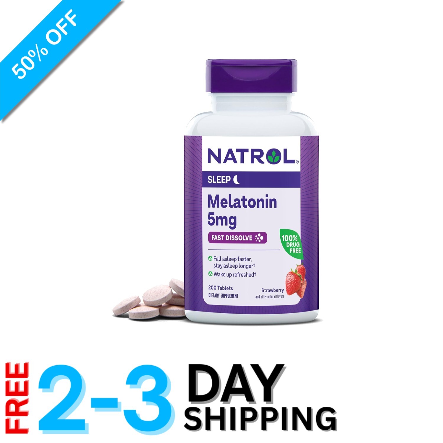 200 Tablets of 5mg Melatonin – Drug-Free Sleep Support for Adults – Vegetarian