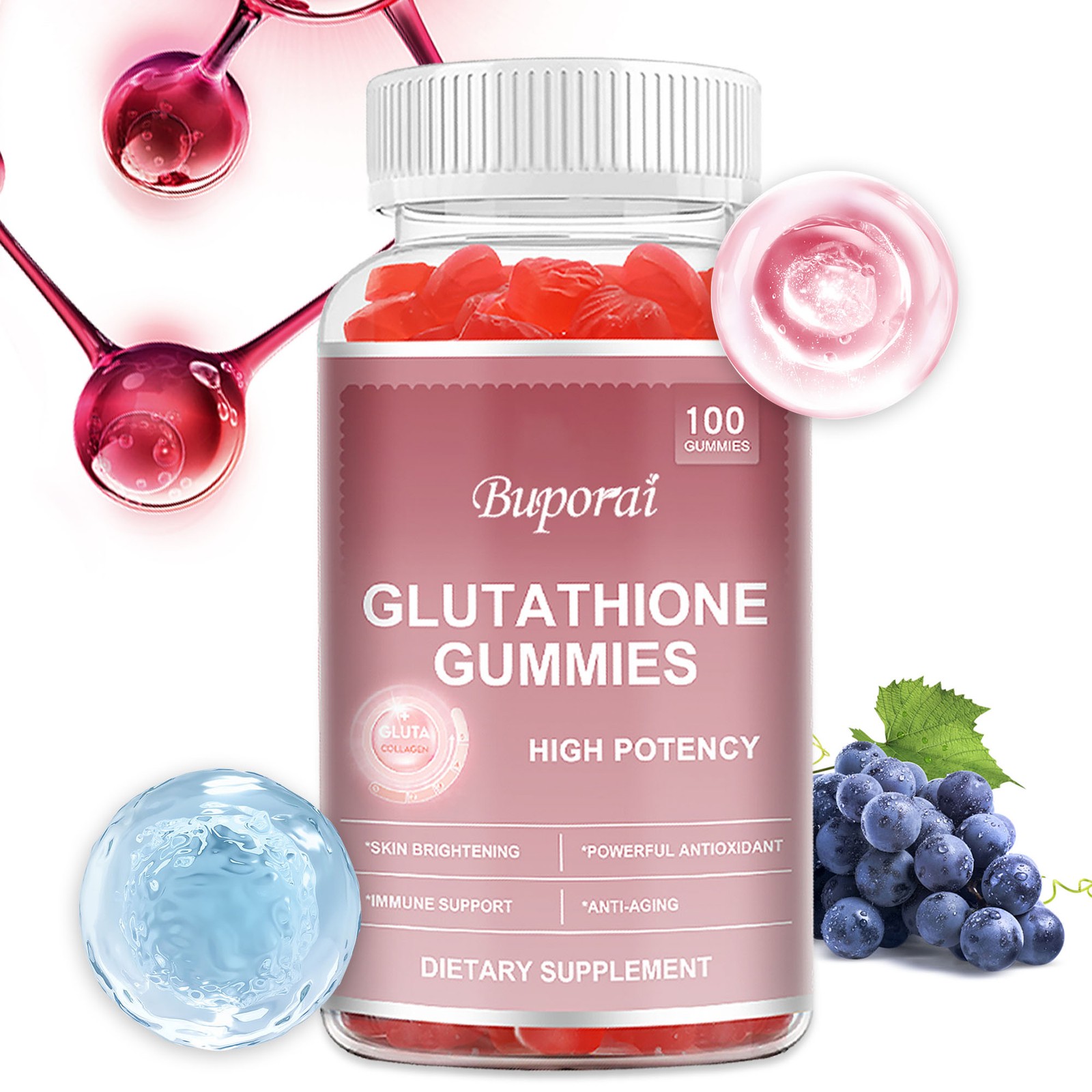 Glutathione Gummies – Anti-aging, Anti-wrinkle, Skin Whitening, Detox, Collagen