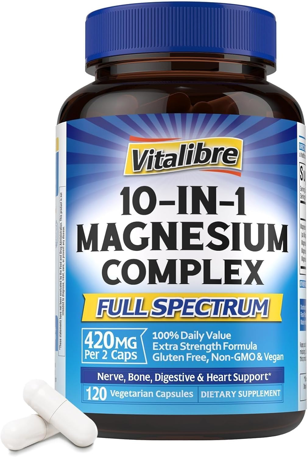 10 in 1 Magnesium Complex, 420Mg Elemental Magnesium | Ultra Strength, Max Absor