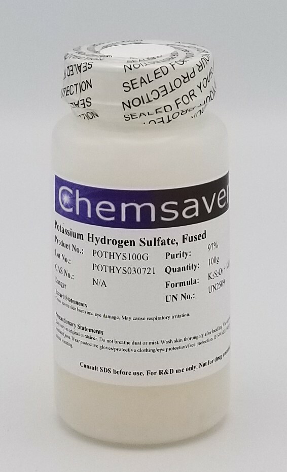 Potassium Hydrogen Sulfate, Fused, 97%, Mixture of Potassium Pyrosulfate, 100g