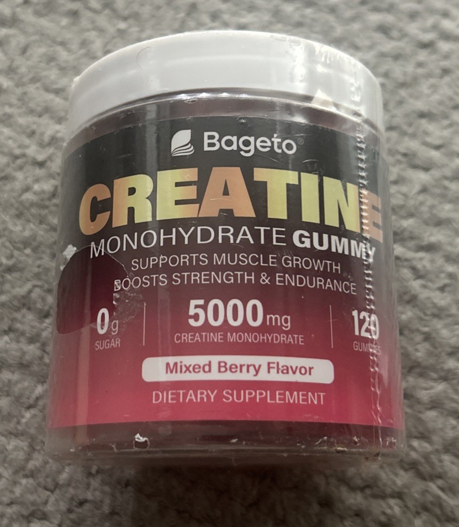 Bageto ~ Creatine Monohydrate Gummies ~ Sugar Free ~ 120 Count ~ Sealed ~Exp2/27