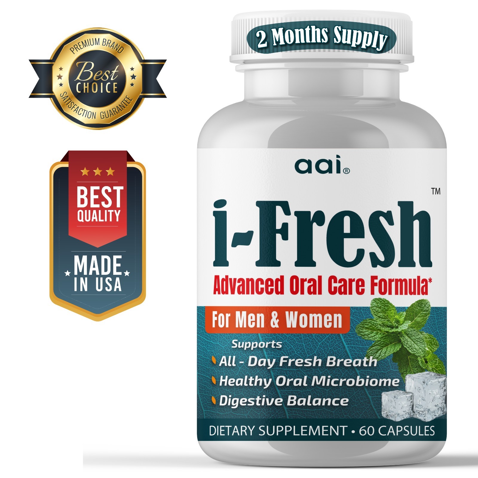 Bad Breath Probiotic Pills – Oral & Gut Health Support Fresh Breath Capsules 60C