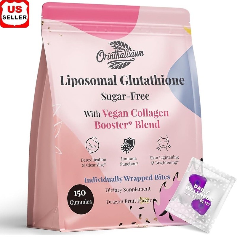 Liposomal Glutathione Gummies Vegan Collagen Antioxidant Sugar-Free Dragon Fruit