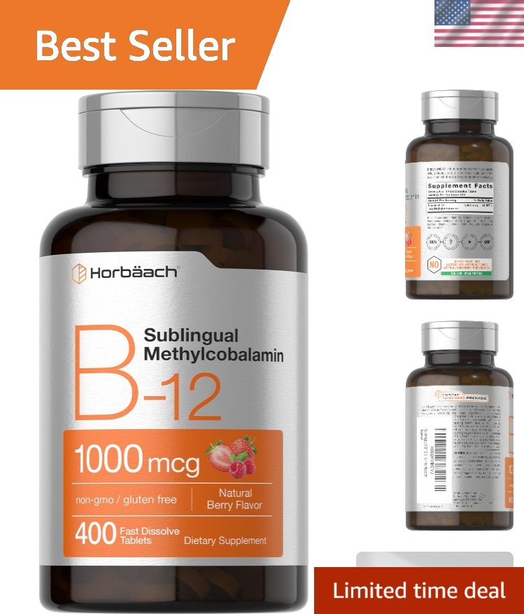 Vitamin B12 1000 mcg Sublingual Tablets – Berry Flavor, 400 Pack
