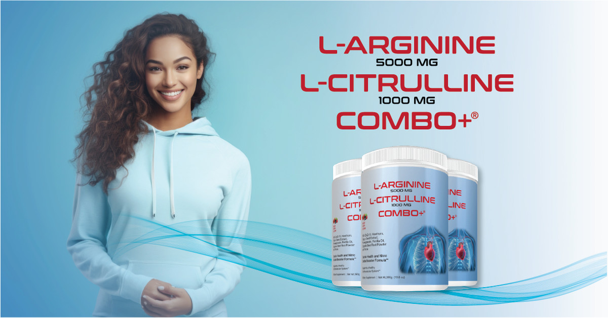 Combo+ L-Arginine 5000mg L-Citrulline 1000mg, Nitric Oxide, Heart, & Workout!