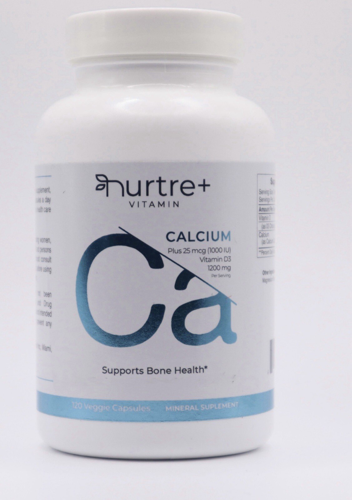 Nurtre+ Vitamin Calcium 1200mg + 1000IU Vitamin D3 – 120 Capsules -New Sealed