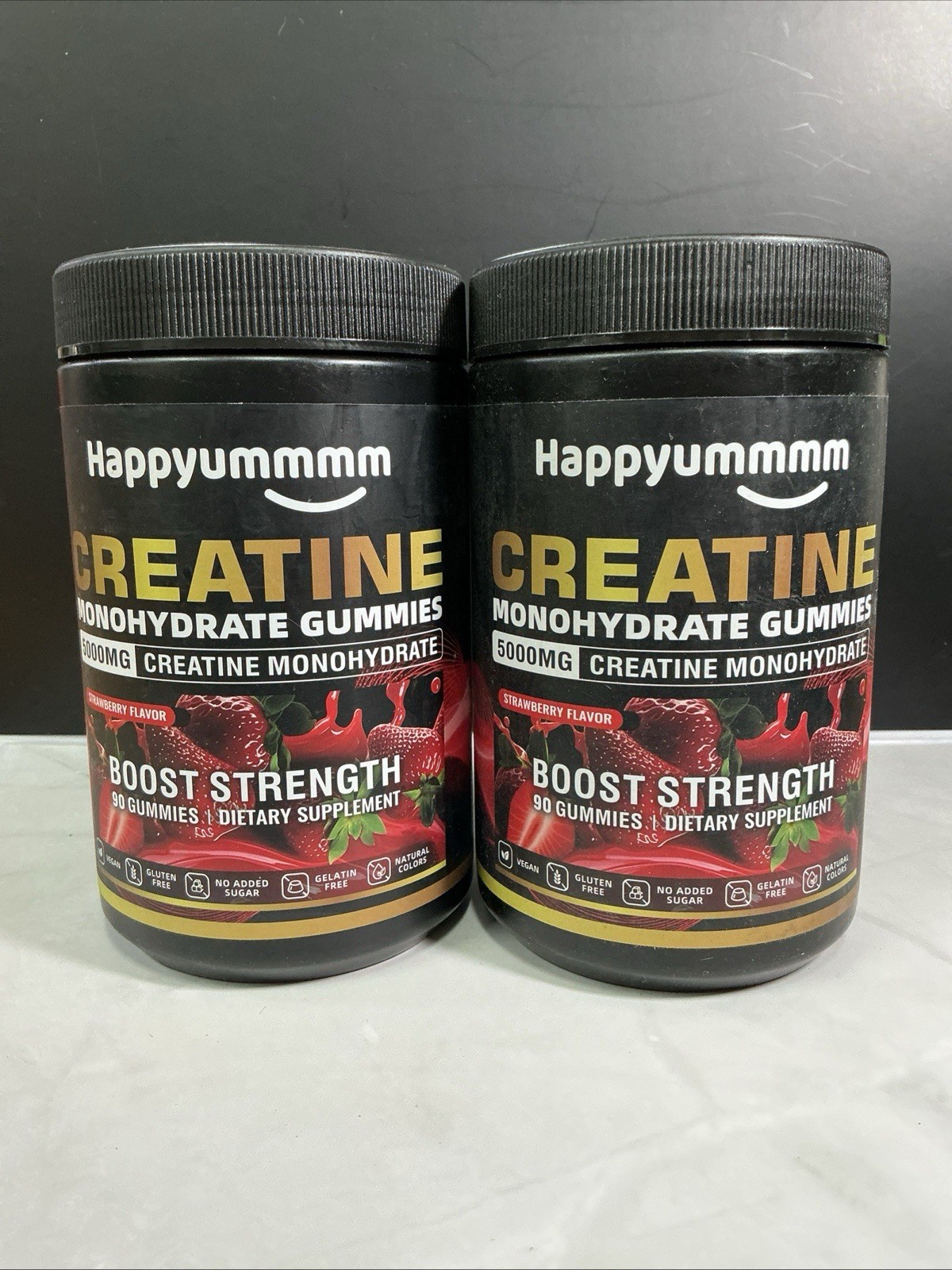 Creatine Monohydrate Gummies (2 PACK) 90ct Strawberry 5000mg Per Serving