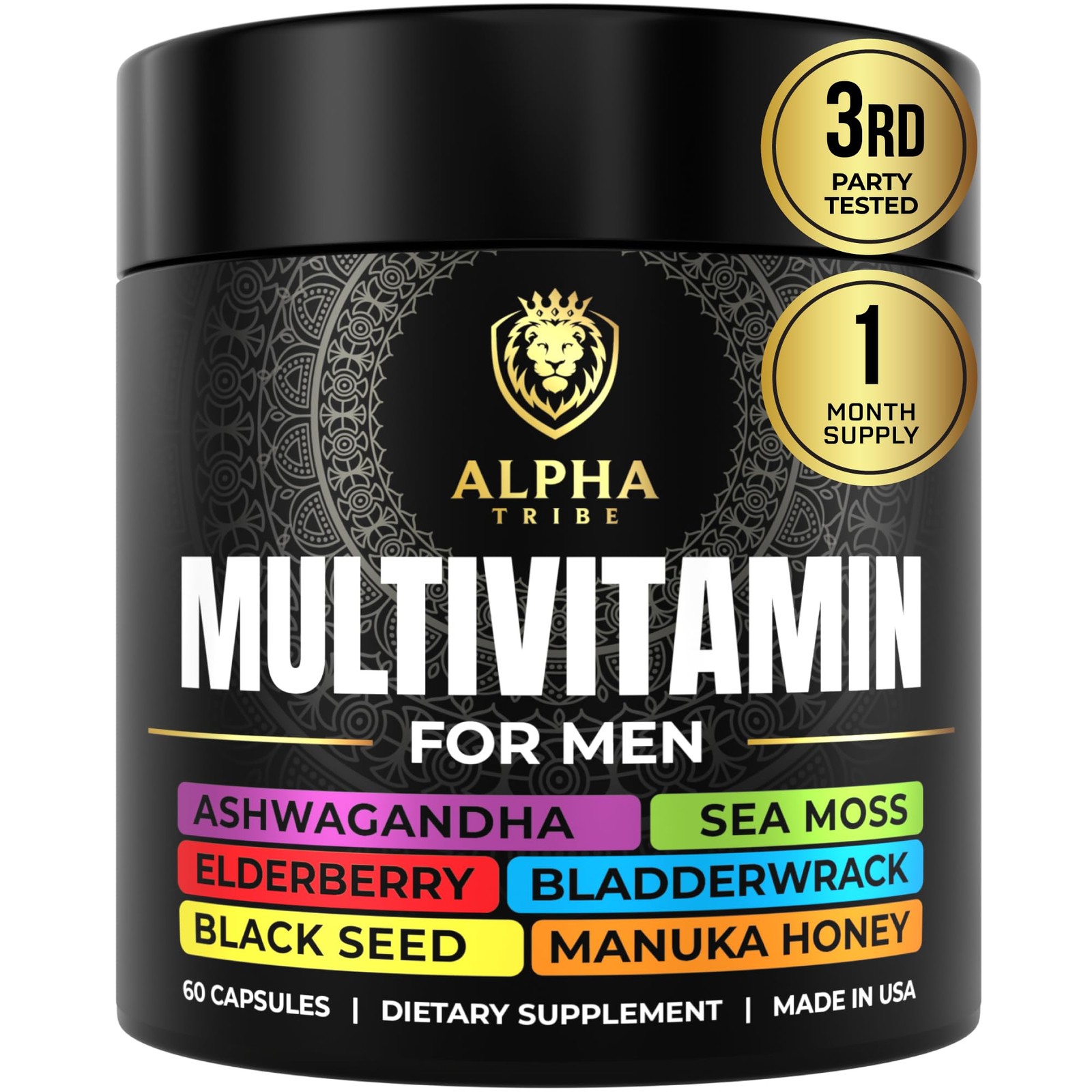 Alpha Tribe Multivitamin for Men with Seamoss Black Seed Oil Ashwagandha Burd…