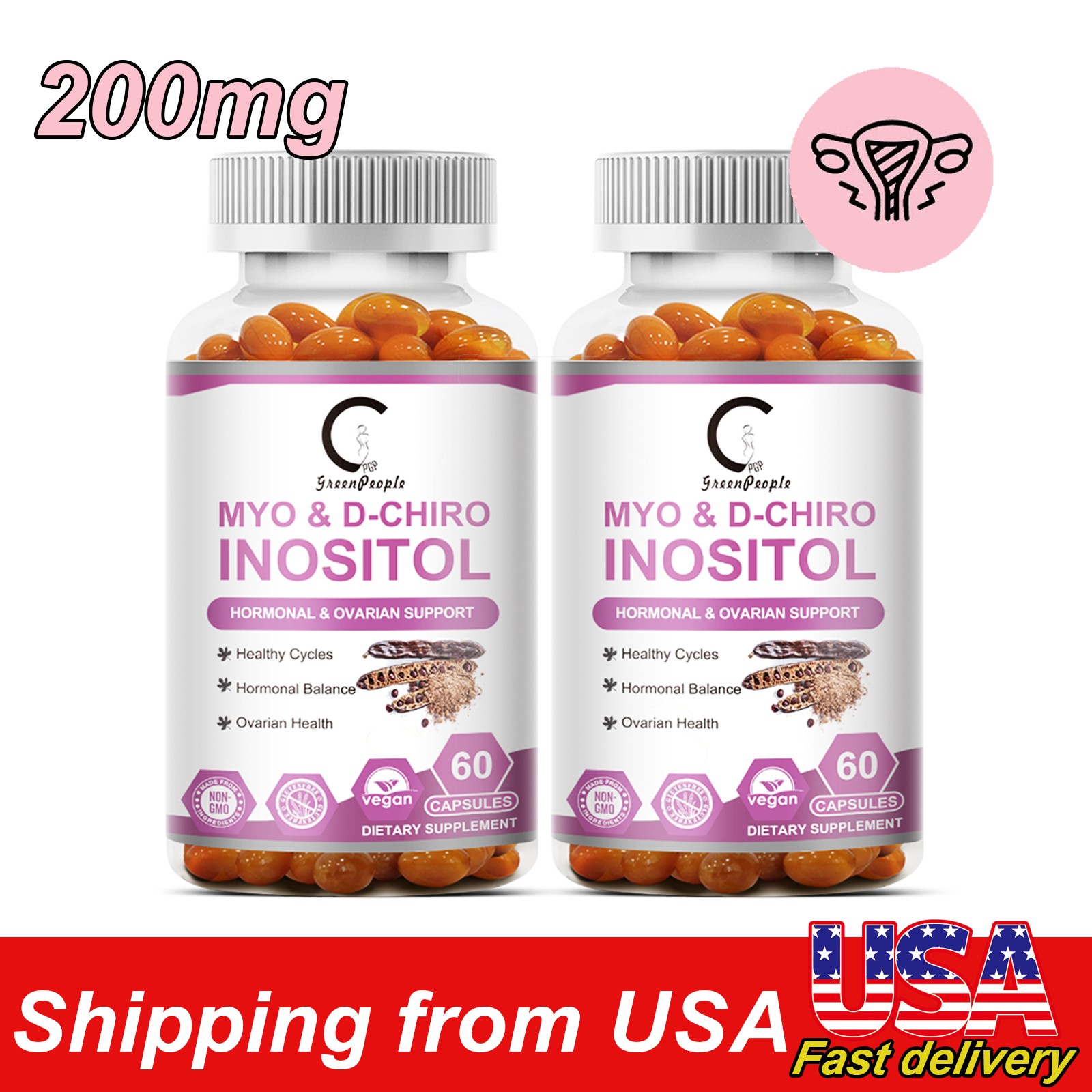 Myo-Inositol Supplement for PCOS with Ashwagandha and Vitamin D-120 Pack 2