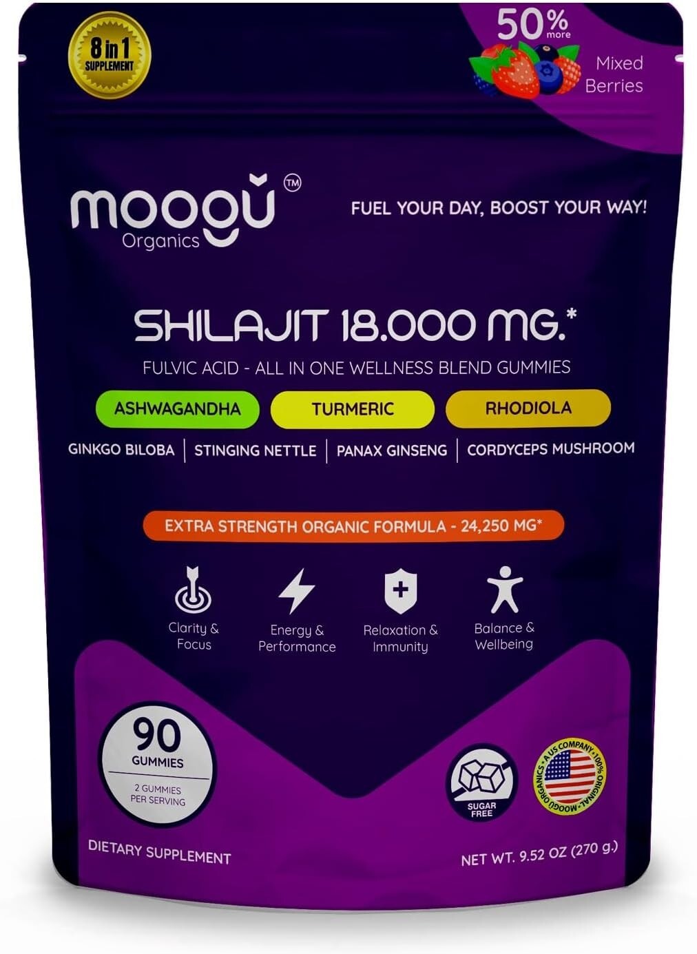 18,000mg Moogu Pure Himalayan Shilajit (90 Gummies) Ashwagandha, 75%+ ⭐️⭐️⭐️⭐️⭐