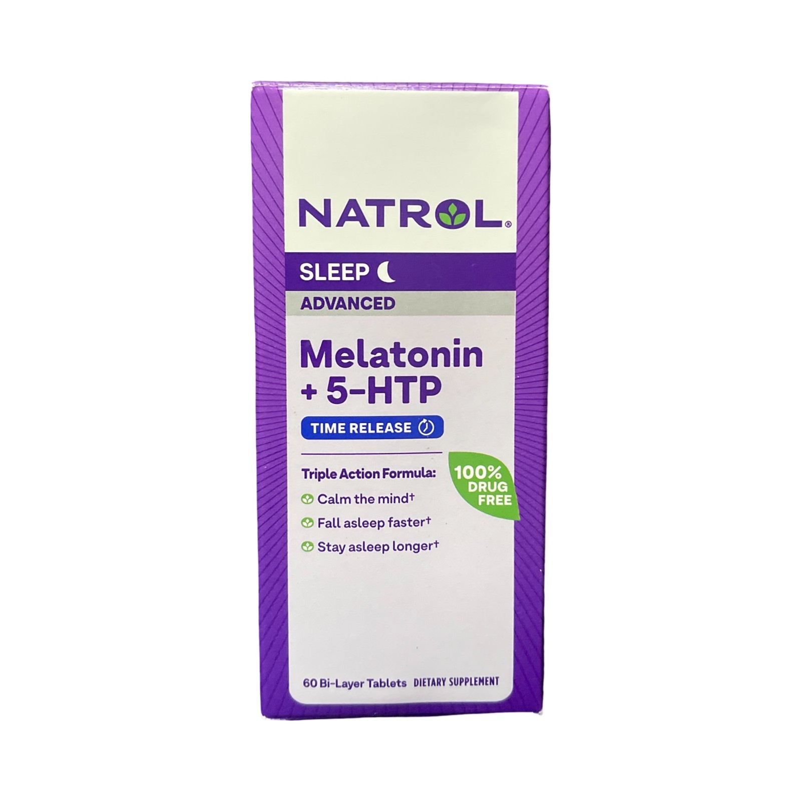 Natrol Melatonin + 5-HTP Sleep Advanced Time Release Pills – 60ct, Exp 9/26
