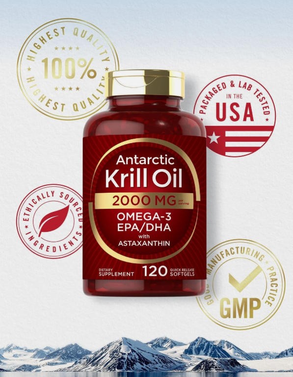 2000 mg 120 Softgels Antarctic Krill Oil with Astaxanthin~ Omega-3 EPA, DHA