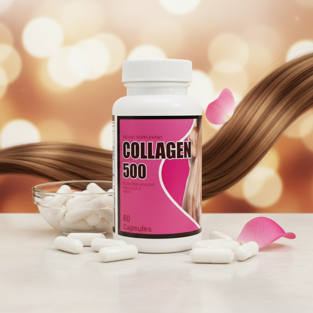 Collagen 500mg Capsules  Skin Hair Nails Support | 60 Capsules Anti Aging