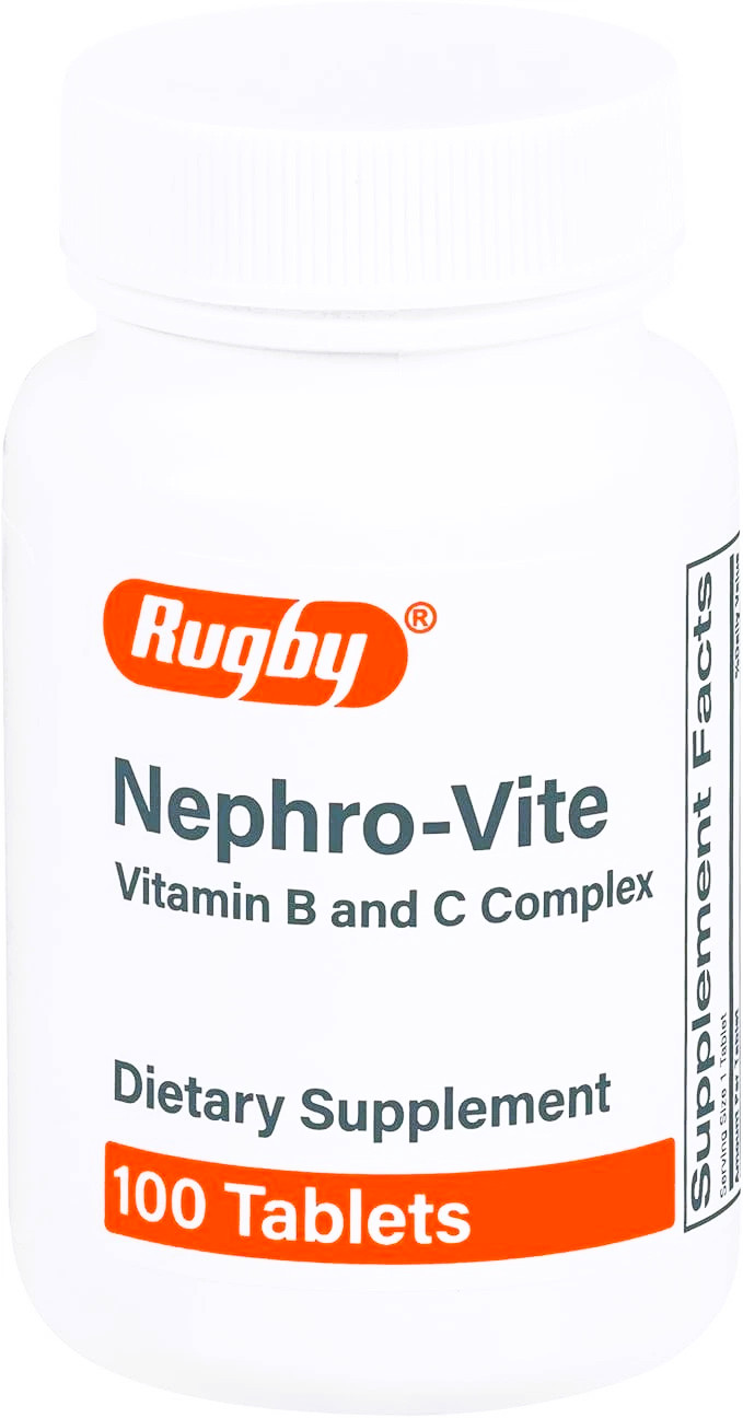 Rugby Nephro-Vite Vitamin B Complex + C Dietary Supplement 100 Tablets