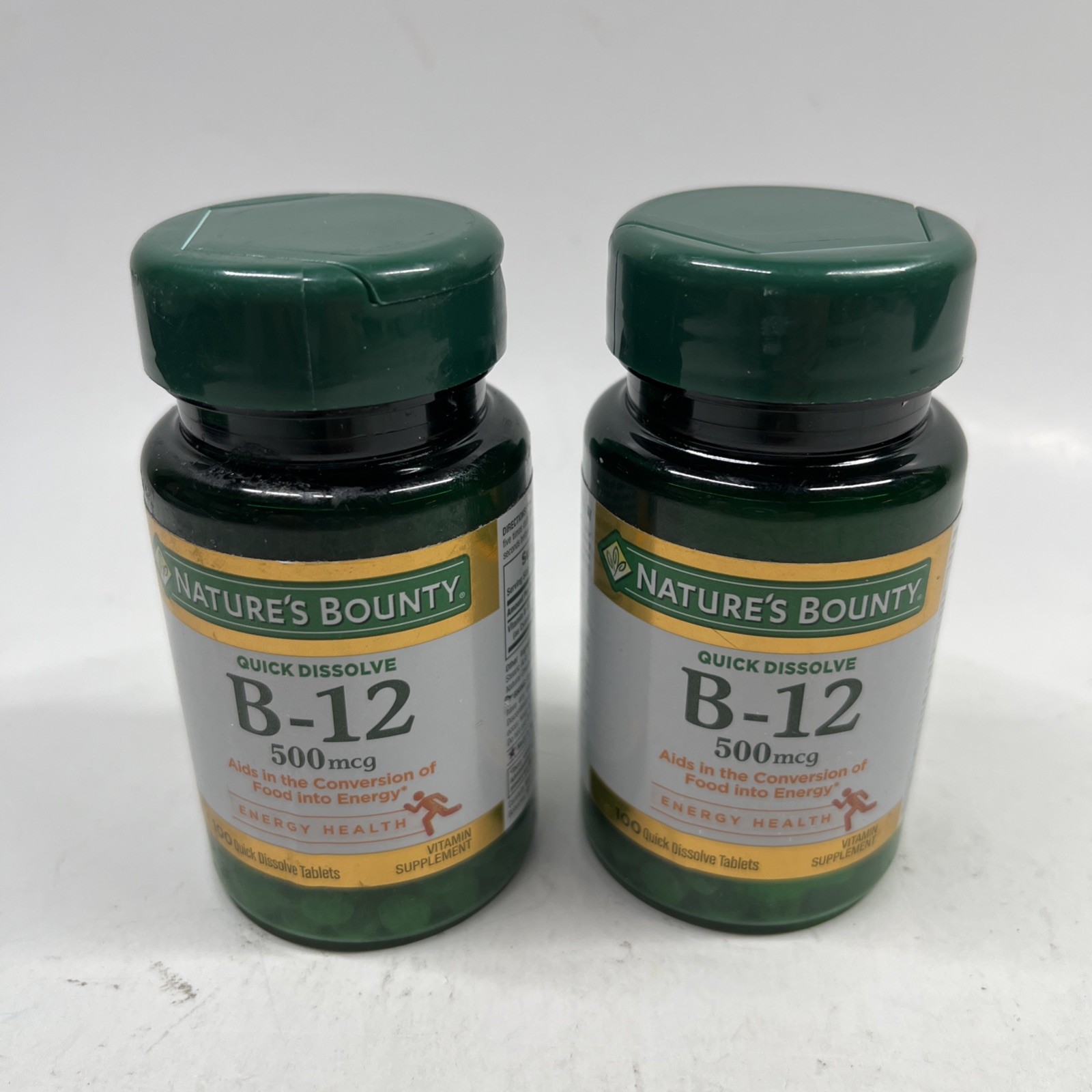 2 PACK Nature’s Bounty Vitamin B-12 500 mcg 100 Quick Dissolve Tablets Exp 01/27