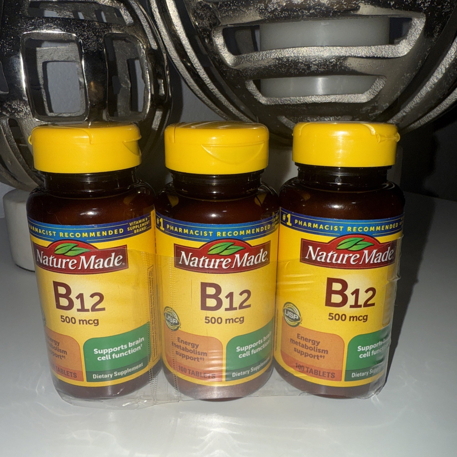 Nature Made Vitamin B-12 500 mcg Tablets 100 ea (Pack of 3) exp: 03/27