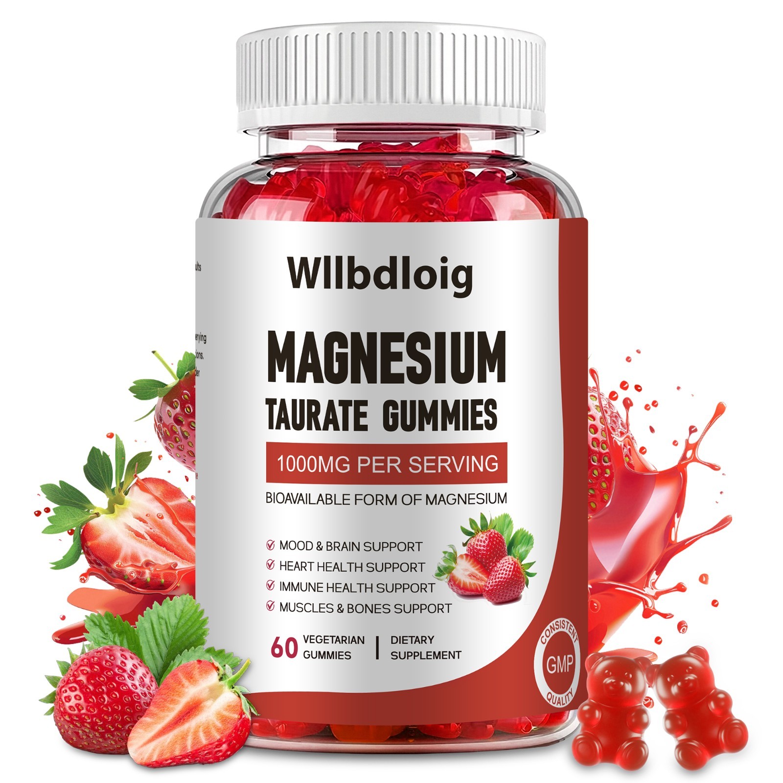 Magnesium Taurate Gummies, 1000mg Complex Muscle,Sleep and Heart Health Suppor