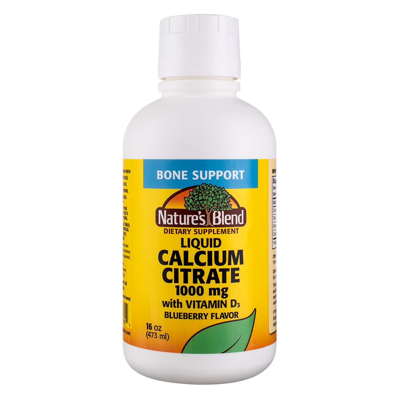 Nature’s Blend Calcium Citrate + Vitamin D3 Liquid, Blueberry, 1000 mg, 16 oz